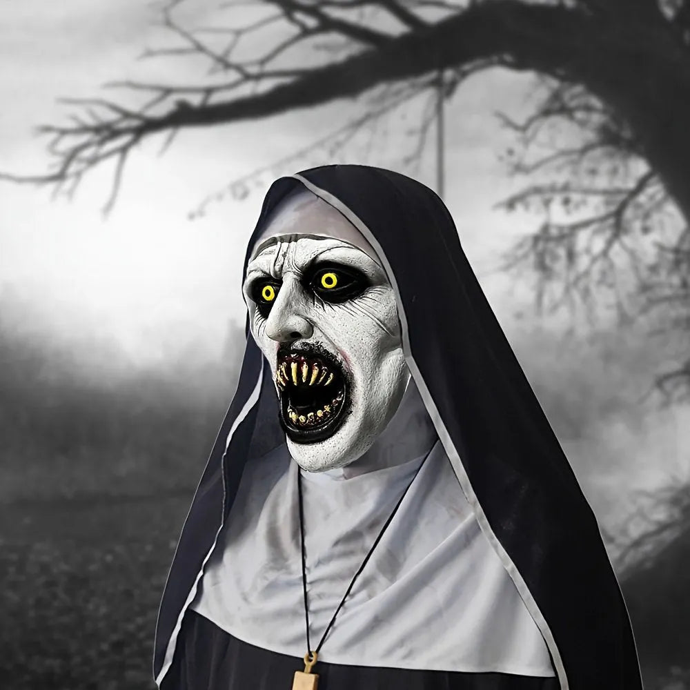 🔥 Limited-Time 50% OFF 🎃 Possessed Nun Halloween Mask – Creepy Latex Costume for Parties & Haunted Houses