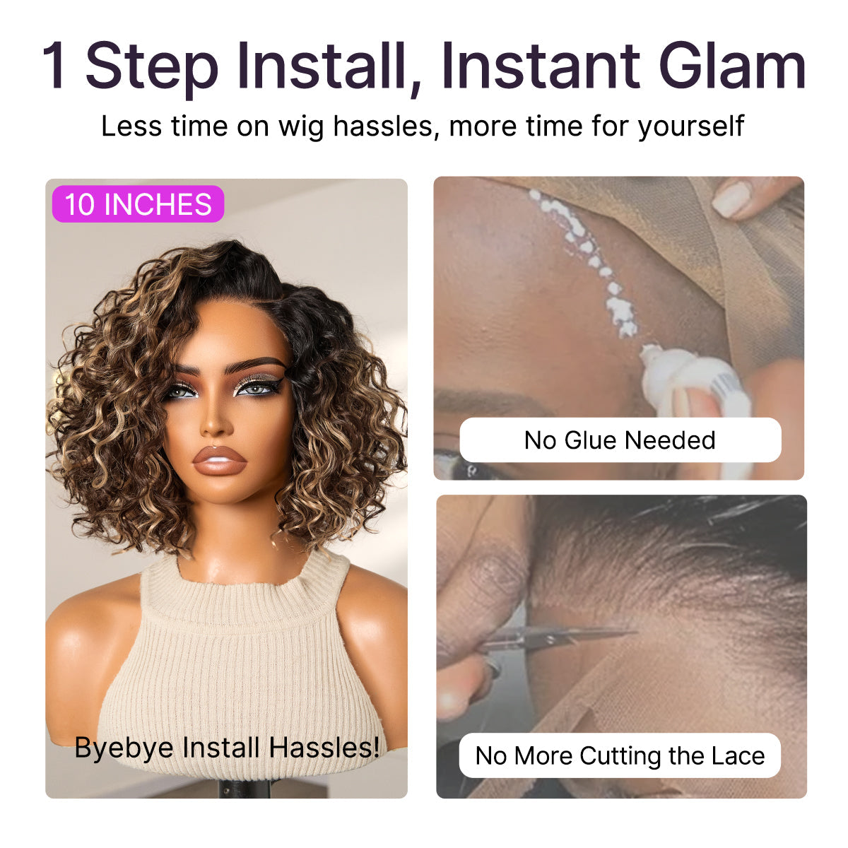 🔥Final Hours—Up to 90% Off🔥Ready-to-Wear Glueless Curly Bob Wig