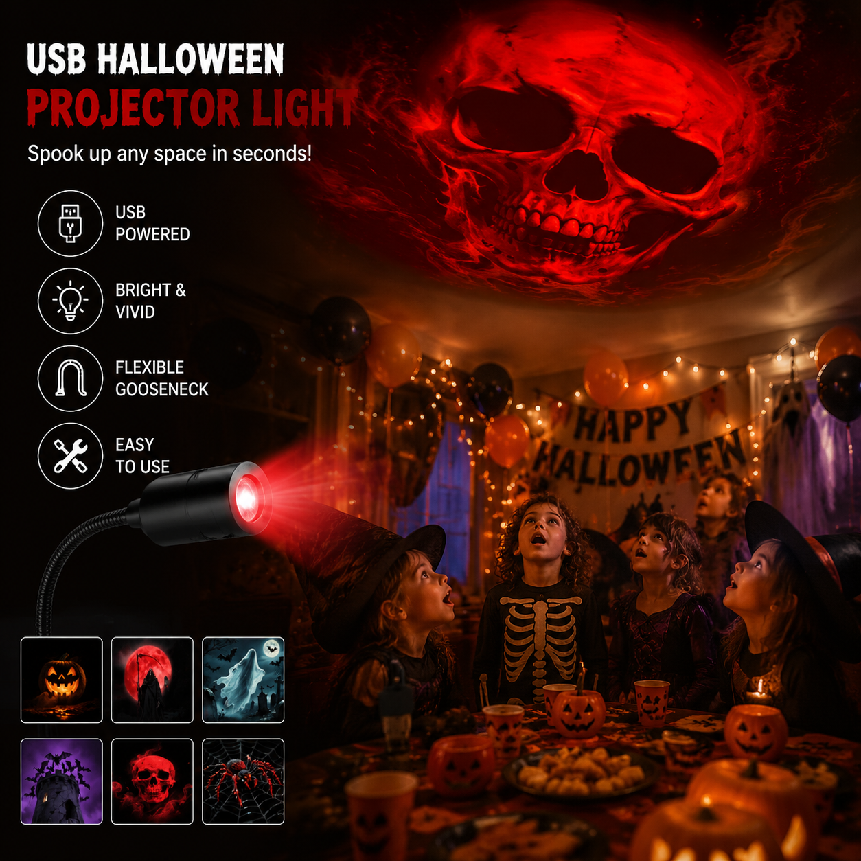 👻 Plug-&-Play HD Star Projector: Halloween 6-Disc Set 👻