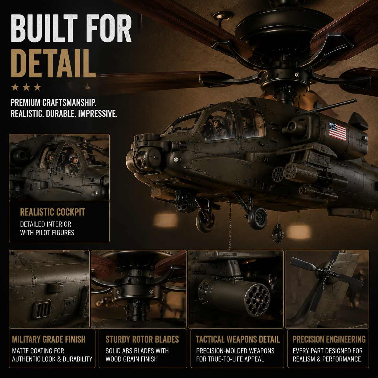 🔥 LAST DAY 75% OFF-🚁 Helicopter Ceiling Fan Decoration – Flying Aviation Display