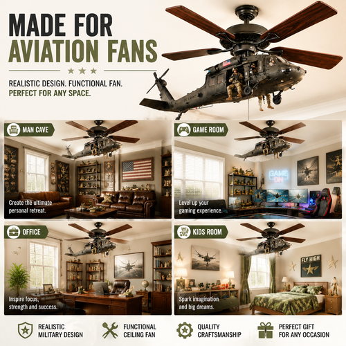 🔥 LAST DAY 75% OFF-🚁 Helicopter Ceiling Fan Decoration – Flying Aviation Display